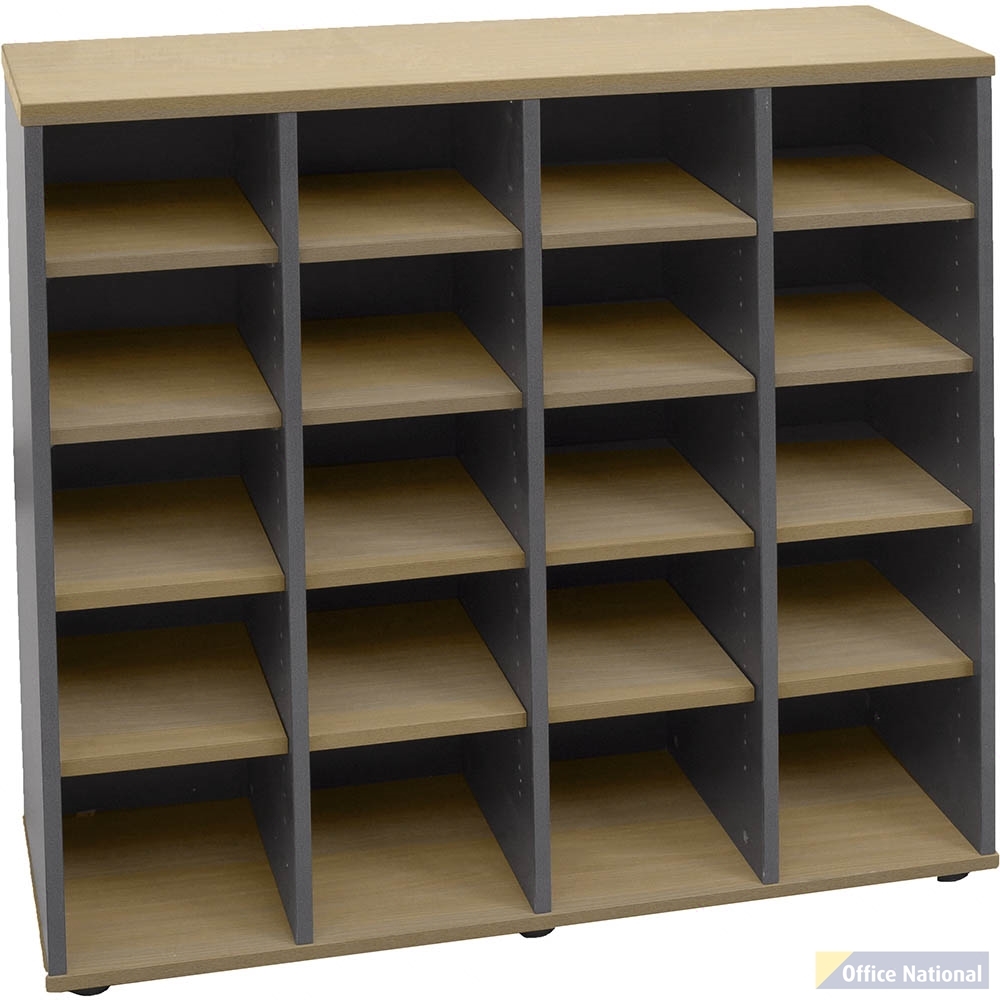 RAPID WORKER PIGEON HOLE UNIT 1040 X 1040 X 380MM OAK/IRONSTONE