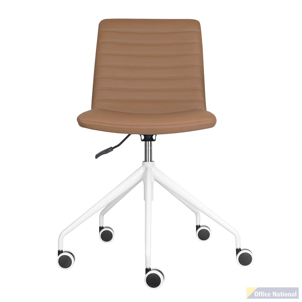 RAPIDLINE PIXEL SWIVEL 5 STAR BASE CHAIR 630 X 630 X 830MM AMBER PU AND WHITE P/C FRAME