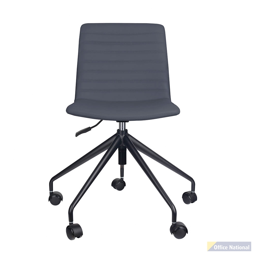 RAPIDLINE PIXEL SWIVEL 5 STAR BASE CHAIR 630 X 630 X 830MM FRENCH NAVY PU AND BLACK P/C FRAME