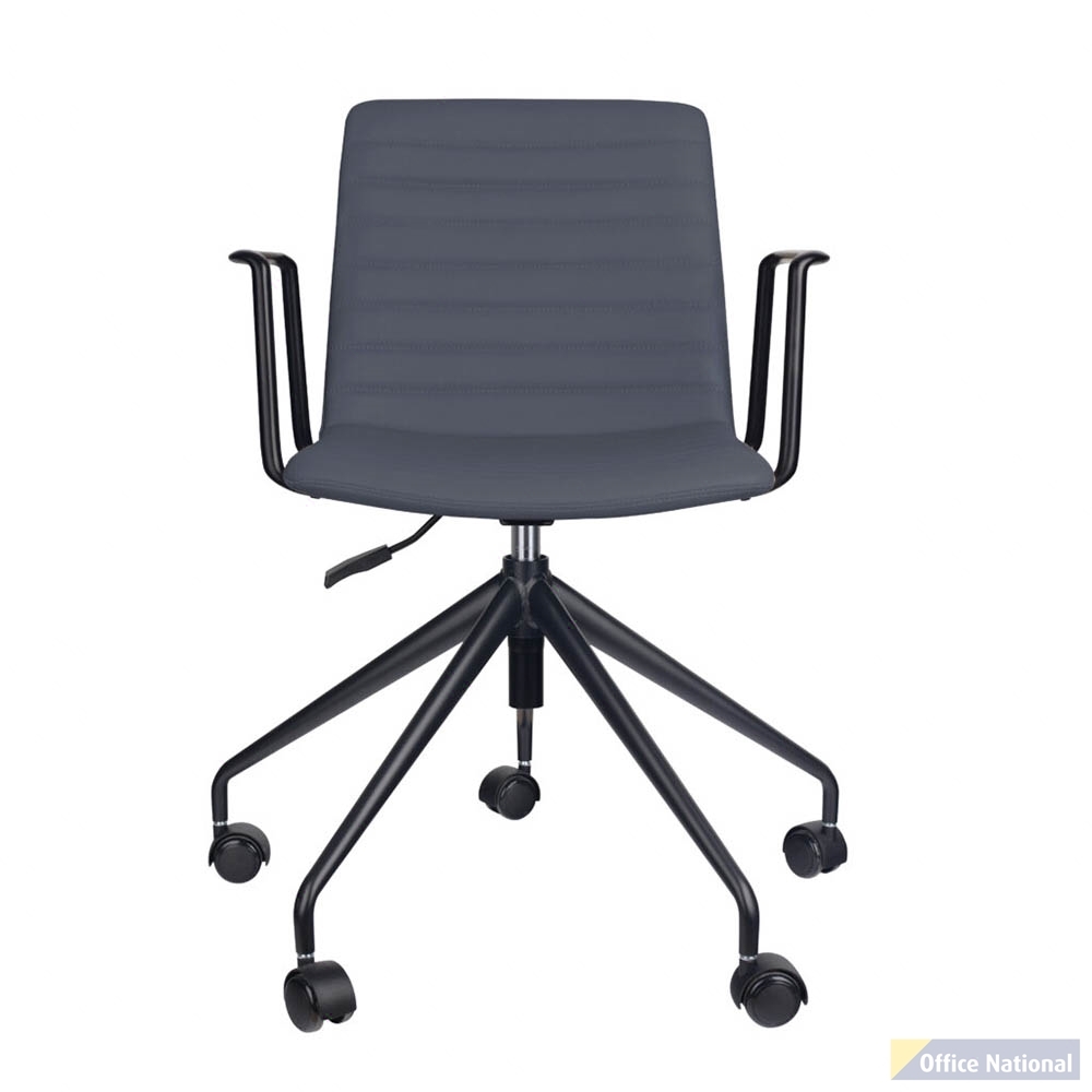 RAPIDLINE PIXEL 5 STAR CHAIR WITH ARMS FRENCH NAVY/BLACK