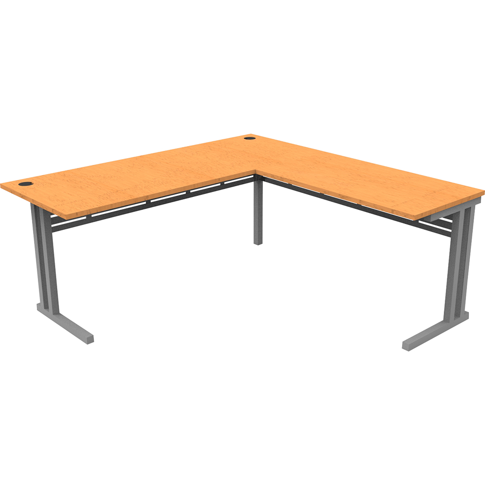 RAPID SPAN C LEG DESK AND RETURN WITH METAL MODESTY PANEL 1800 X 1800 X 730MM BEECH/SILVER