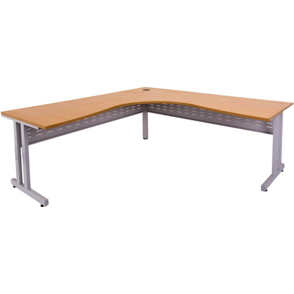 RAPID SPAN C LEG CORNER WORKSTATION WITH METAL MODESTY PANEL 1500 X 1500 X 700MM BEECH/SILVER
