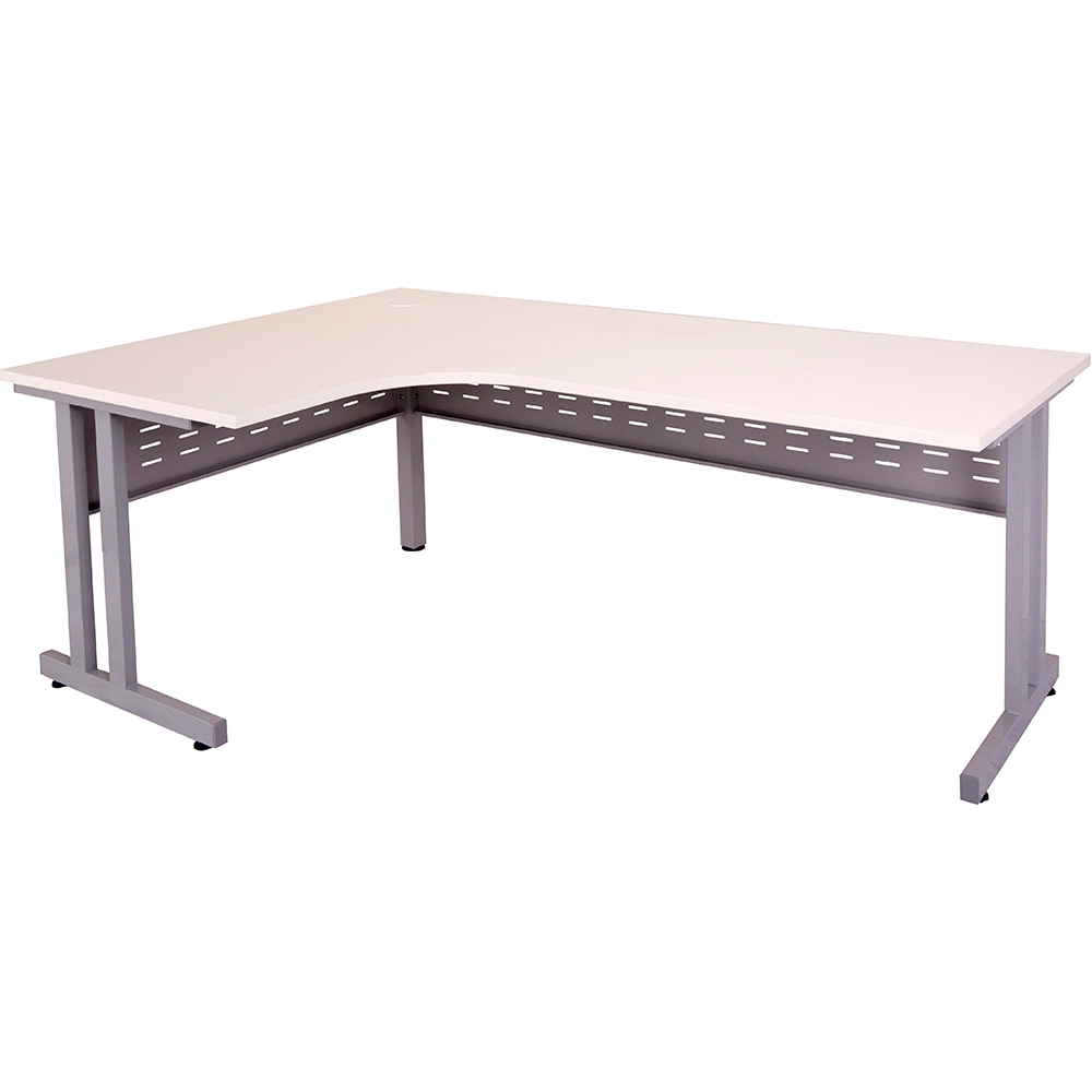 RAPID SPAN C LEG CORNER WORKSTATION WITH METAL MODESTY PANEL 1800 X 1200 X 700MM NATURAL WHITE/SILVER