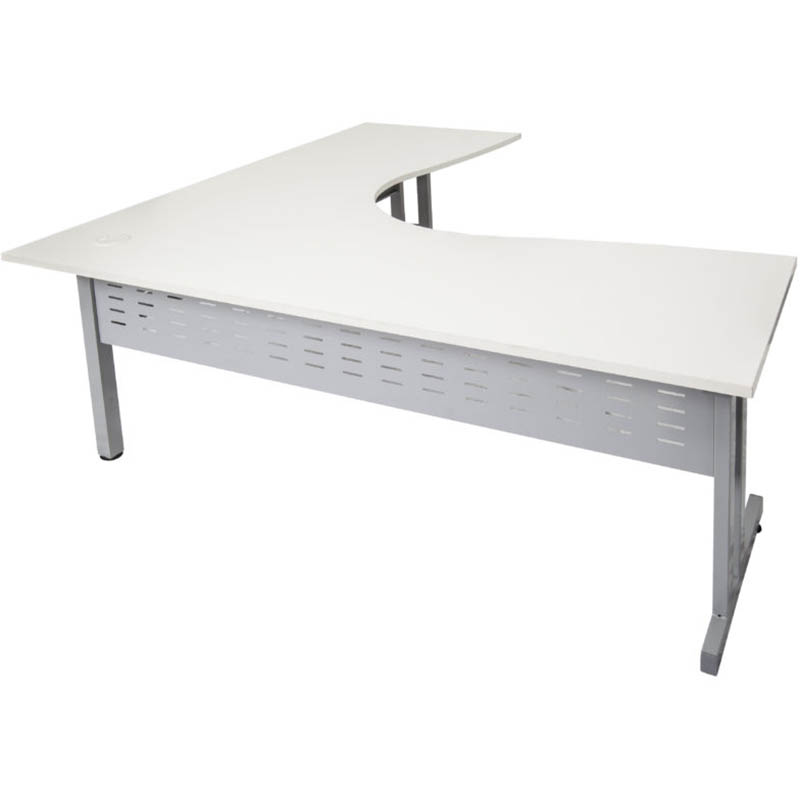 RAPID SPAN C LEG CORNER WORKSTATION WITH METAL MODESTY PANEL 1800 X 1500 X 700MM NATURAL WHITE/SILVER