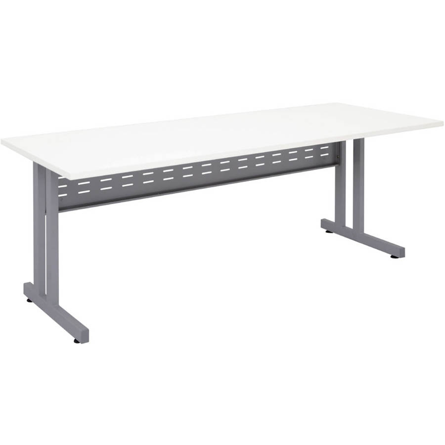 RAPID SPAN C LEG DESK WITH METAL MODESTY PANEL 1200 X 700MM WHITE/SILVER