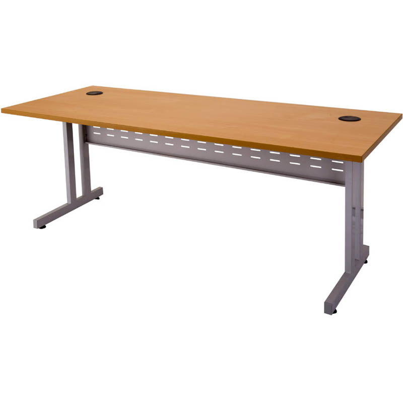 RAPID SPAN C LEG DESK WITH METAL MODESTY PANEL 1500 X 700MM BEECH/SILVER