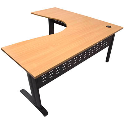 RAPID SPAN CORNER WORKSTATION METAL MODESTY PANEL 1500 X 1500 X 700MM BEECH/BLACK