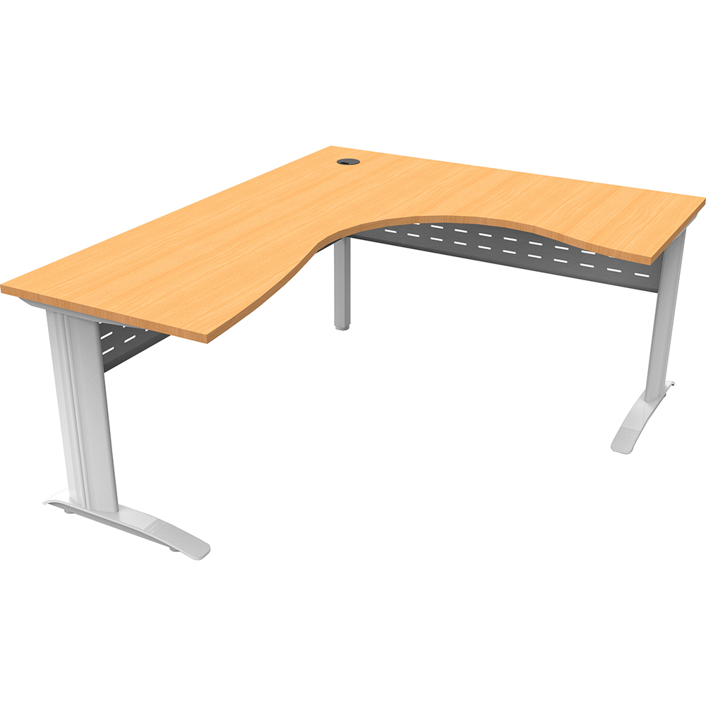 RAPID SPAN CORNER WORKSTATION METAL MODESTY PANEL 1800 X 1200 X 700MM BEECH/WHITE