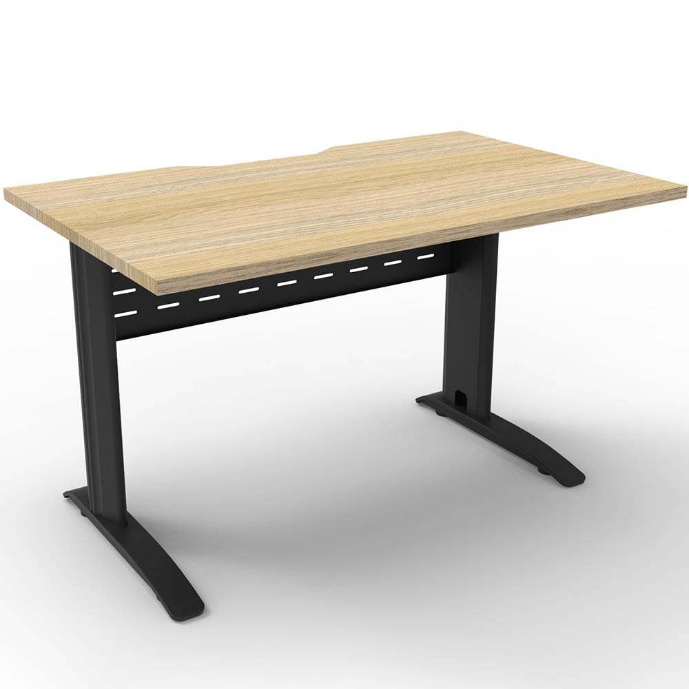 DELUXE RAPID SPAN STRAIGHT DESK METAL MODESTY PANEL 1200 X 750 X 730MM BLACK/NATURAL OAK