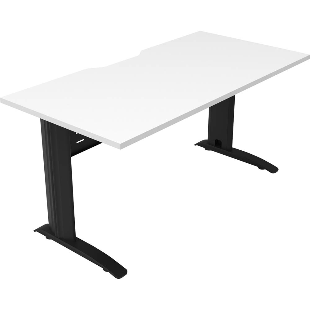 DELUXE RAPID SPAN STRAIGHT DESK WITH METAL MODESTY PANEL 1200 X 750 X 730MM BLACK/NATURAL WHITE