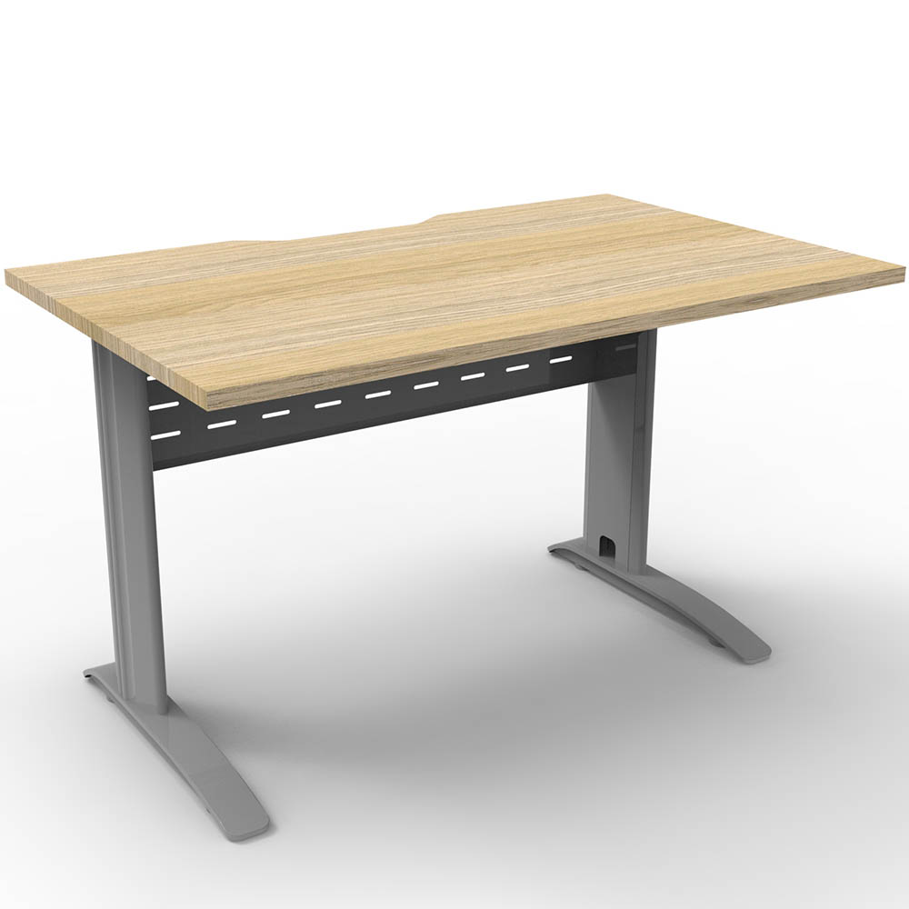 DELUXE RAPID SPAN STRAIGHT DESK WITH METAL MODESTY PANEL 1200 X 750 X 730MM SILVER/NATURAL OAK