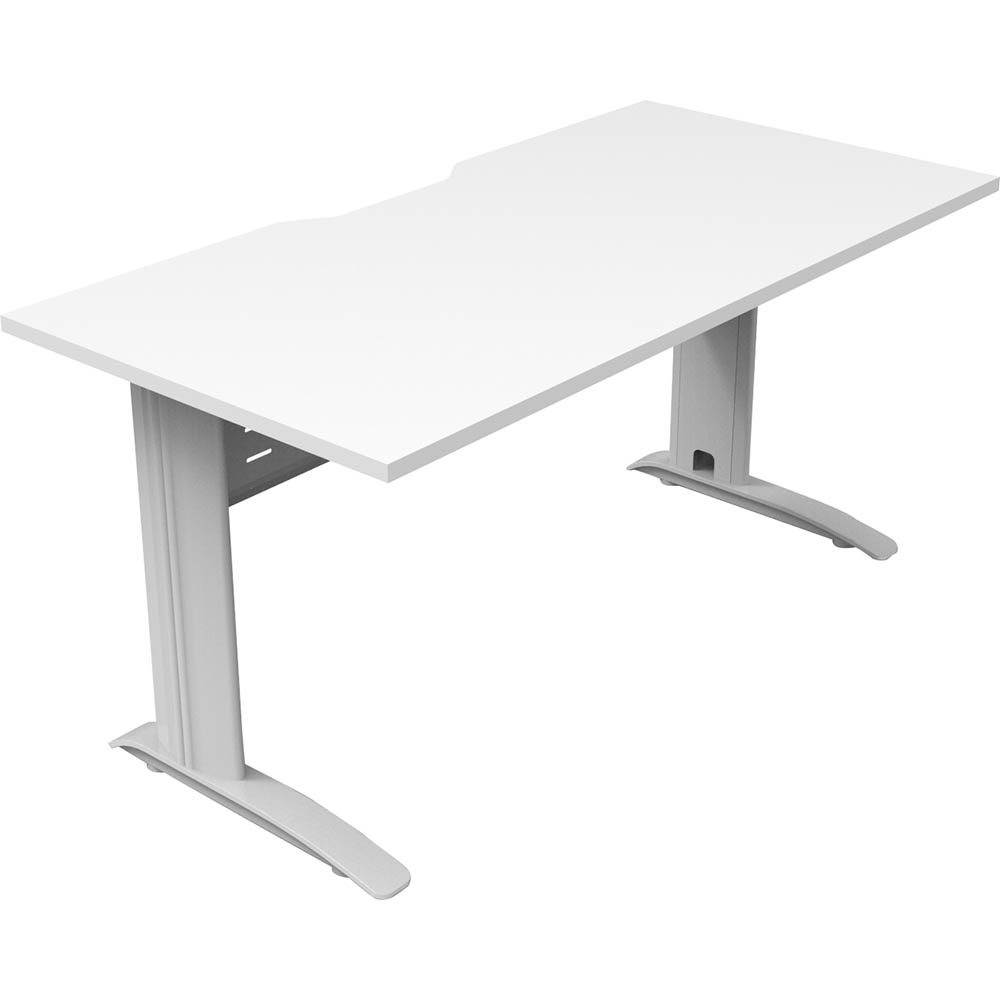 DELUXE RAPID SPAN STRAIGHT DESK WITH METAL MODESTY PANEL 1200 X 750 X 730MM WHITE/NATURAL WHITE