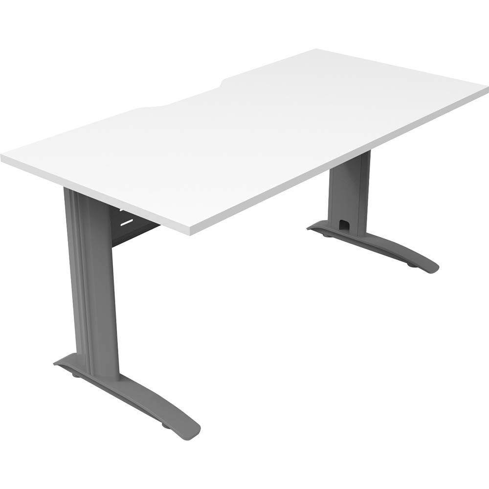 DELUXE RAPID SPAN STRAIGHT DESK WITH METAL MODESTY PANEL 1500 X 750 X 730MM SILVER/NATURAL WHITE
