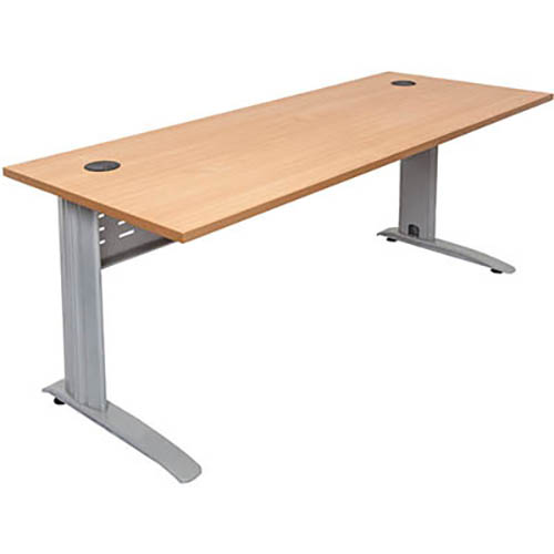 RAPID SPAN DESK WITH METAL MODESTY PANEL 1800 X 700 X 730MM BEECH/SILVER