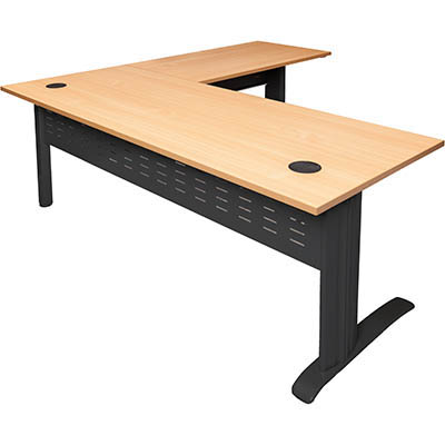 Rapid Span Desk And Return Metal Modesty Panel 1800 X 700mm / 1100 X 600mm Beech/black
