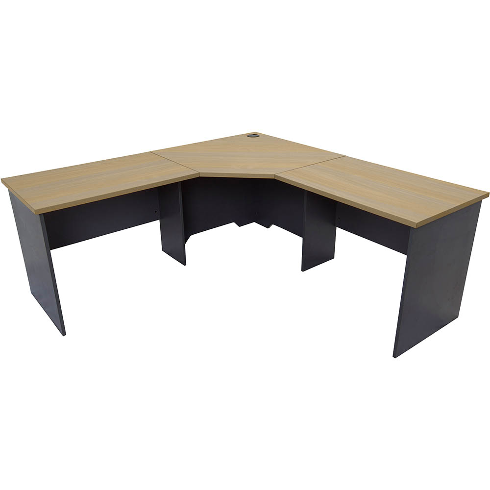 RAPID WORKER CORNER WORKSTATION COMPLETE 1800 X 1800 X 600MM OAK/IRONSTONE