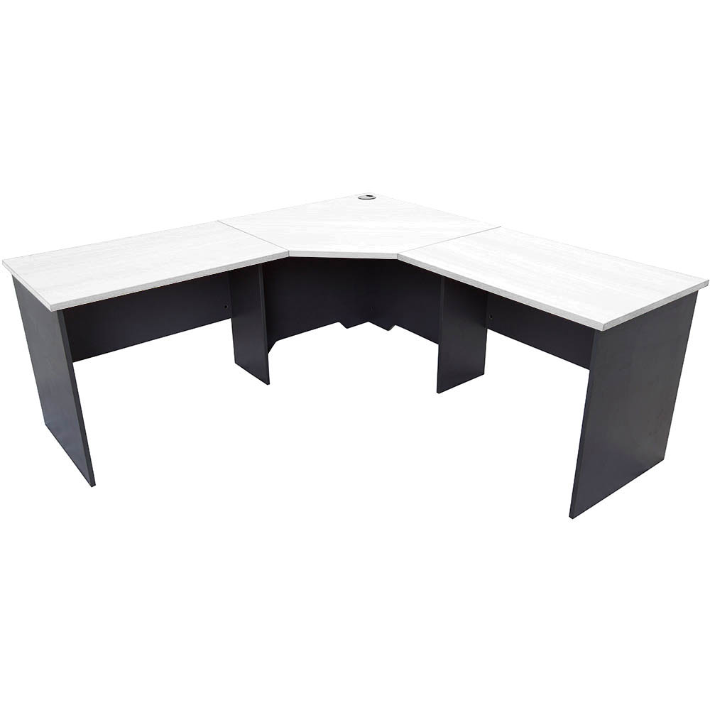 RAPID WORKER CORNER WORKSTATION COMPLETE 1800 X 1800 X 600MM WHITE/IRONSTONE