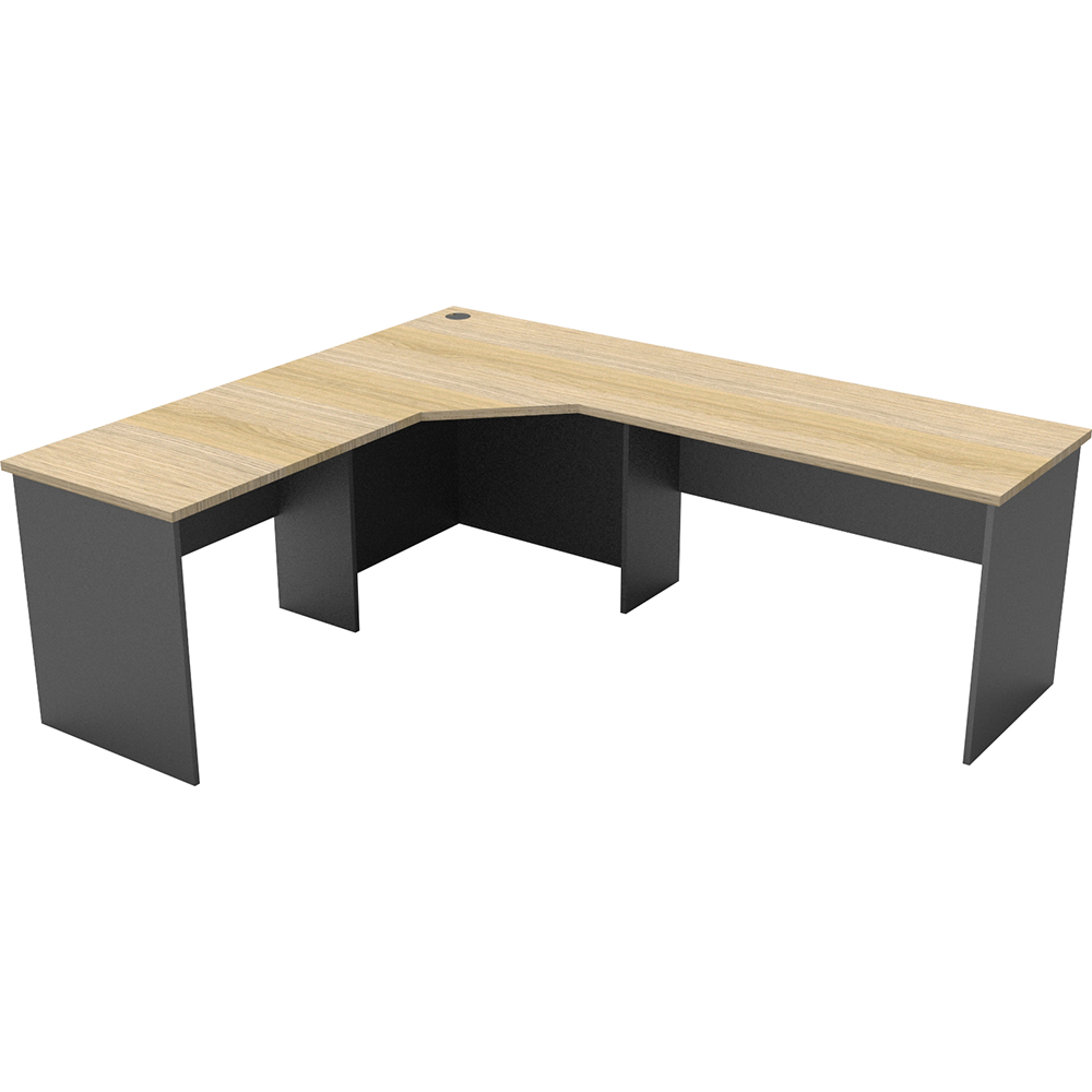 RAPID WORKER CORNER WORKSTATION COMPLETE 2100 X 1800 X 600MM OAK/IRONSTONE