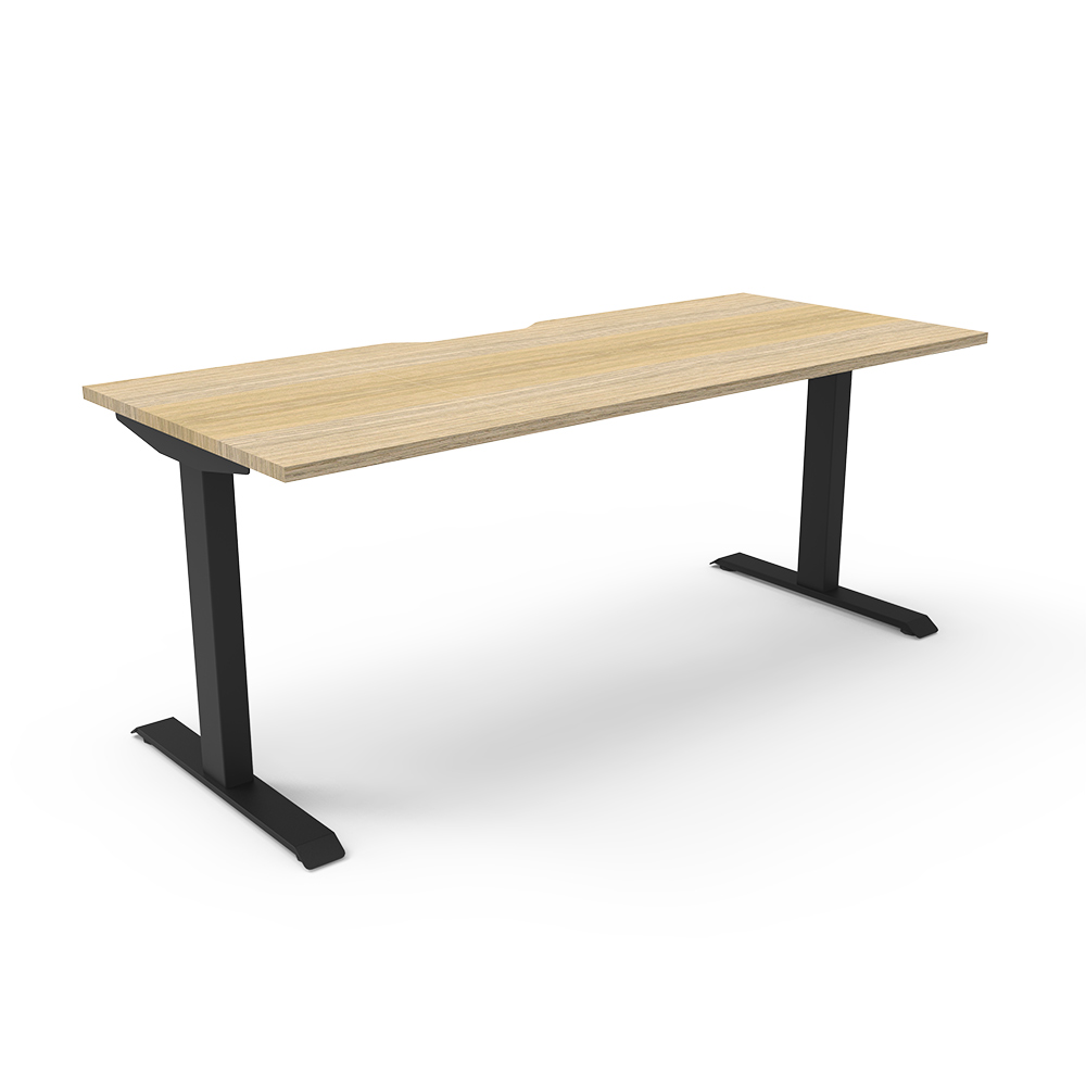 RAPIDLINE BOOST STATIC SINGLE SIDED WORKSTATION 1800MM NATURAL OAK TOP / BLACK FRAME