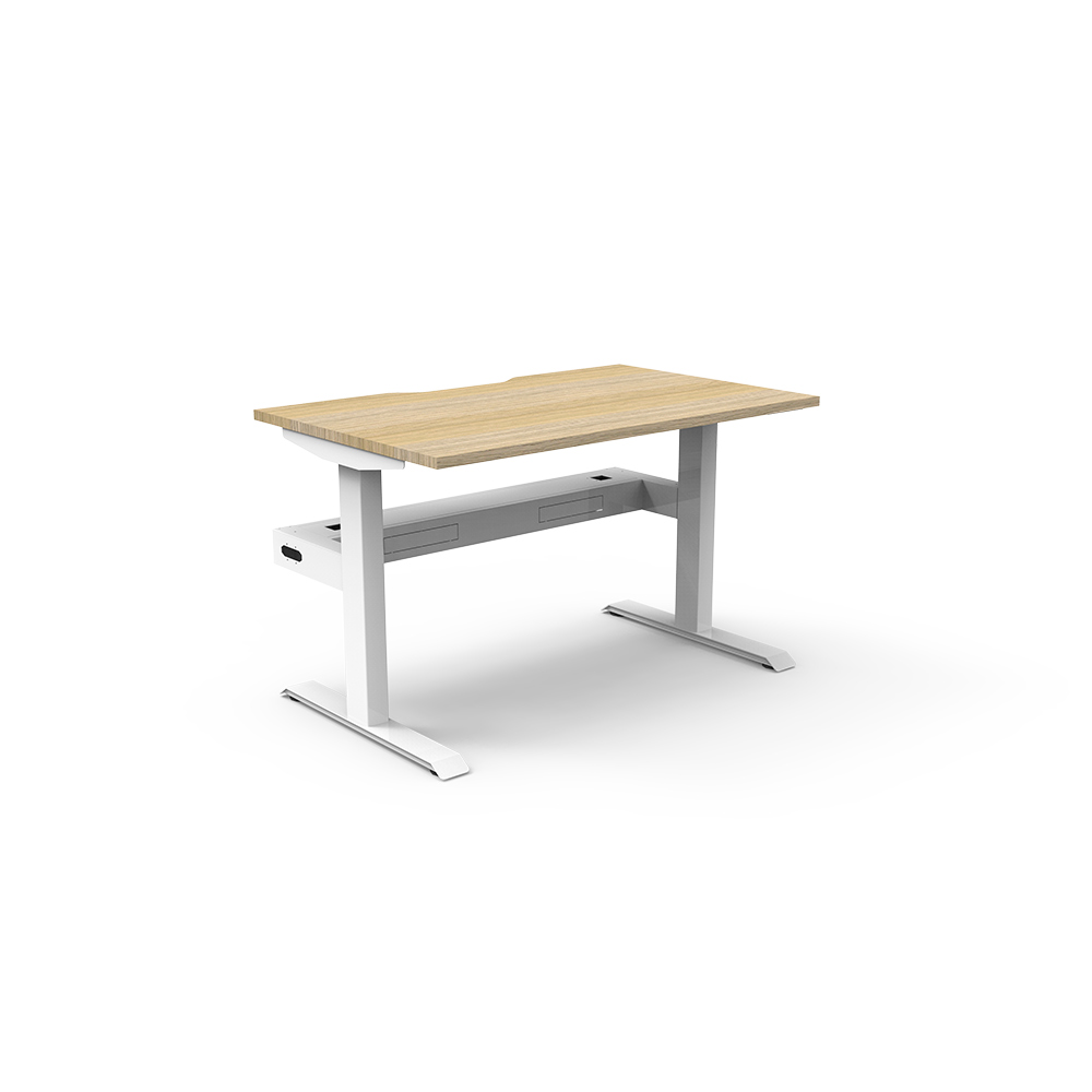RAPIDLINE BOOST STATIC SINGLE SIDED WORKSTATION WITH CABLE TRAY 1200MM NATURAL OAK TOP / WHITE FRAME