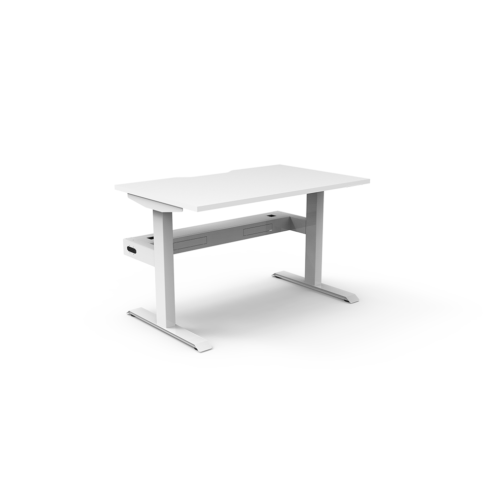 RAPIDLINE BOOST STATIC SINGLE SIDED WORKSTATION WITH CABLE TRAY 1200MM NATURAL WHITE TOP / WHITE FRAME