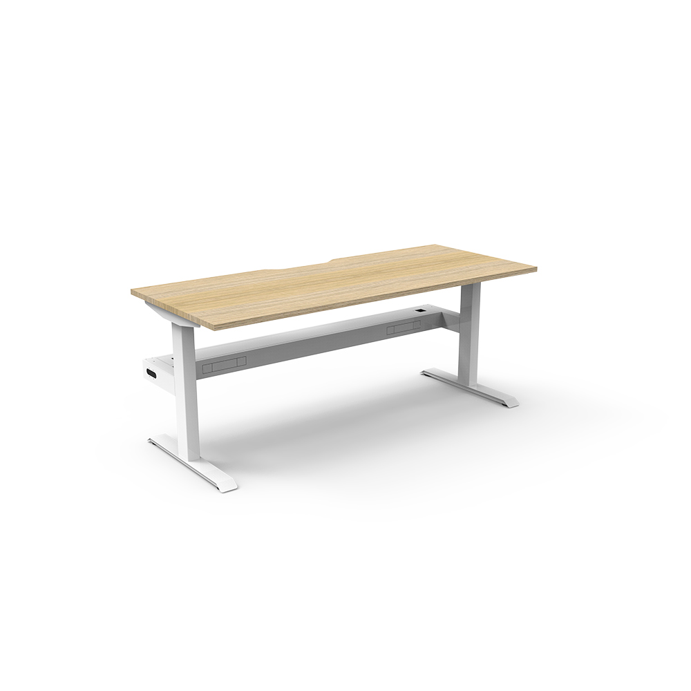 RAPIDLINE BOOST STATIC SINGLE SIDED WORKSTATION WITH CABLE TRAY 1500MM NATURAL OAK TOP / WHITE FRAME