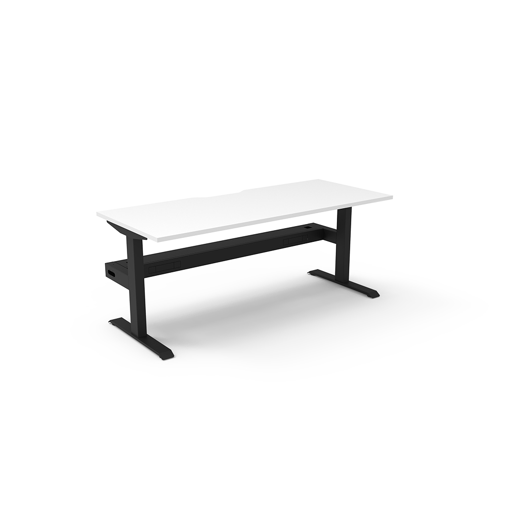 RAPIDLINE BOOST STATIC SINGLE SIDED WORKSTATION WITH CABLE TRAY 1500MM NATURAL WHITE TOP / BLACK FRAME