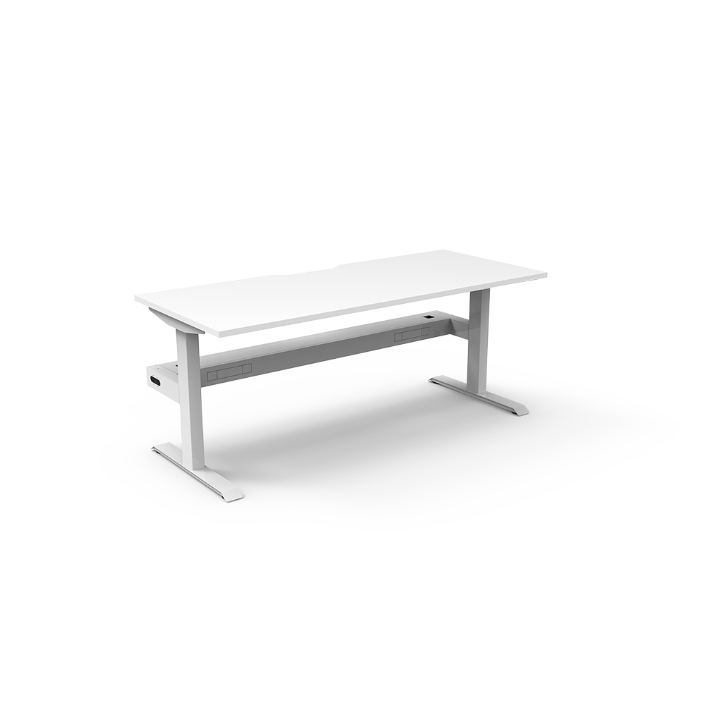 RAPIDLINE BOOST STATIC SINGLE SIDED WORKSTATION WITH CABLE TRAY 1500MM NATURAL WHITE TOP / WHITE FRAME