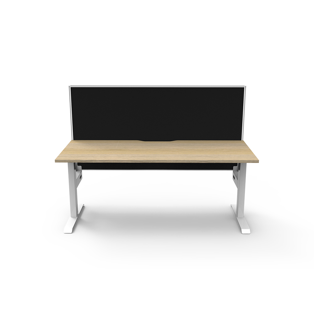 RAPIDLINE BOOST STATIC SINGLE SIDED WORKSTATION WITH SCREEN 1200MM NATURAL OAK TOP / WHITE FRAME / BLACK SCREEN