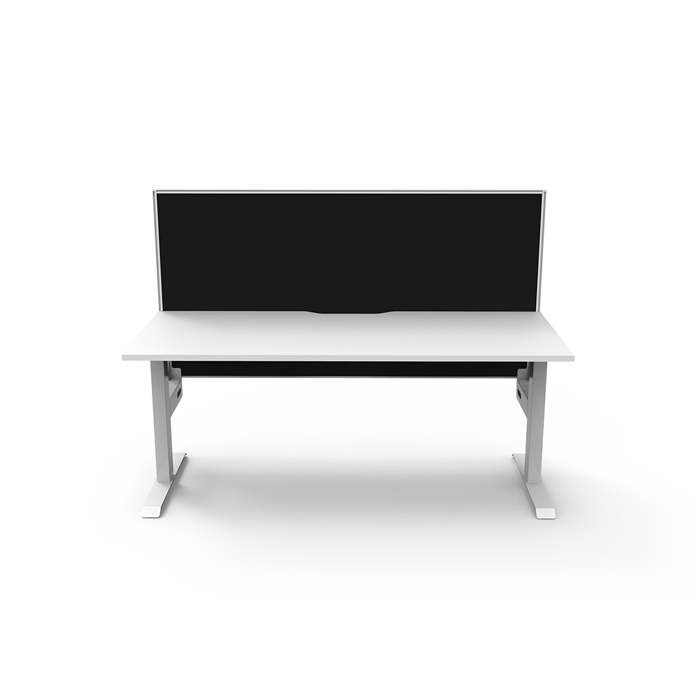 RAPIDLINE BOOST STATIC SINGLE SIDED WORKSTATION WITH SCREEN 1500MM NATURAL WHITE TOP / WHITE FRAME / BLACK SCREEN