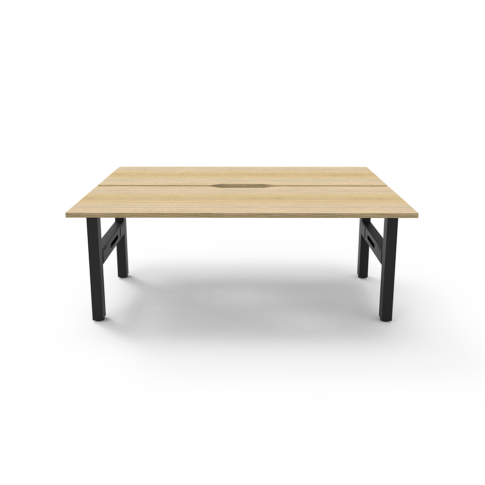 RAPIDLINE BOOST STATIC DOUBLE SIDED WORKSTATION 1800MM NATURAL OAK TOP / BLACK FRAME