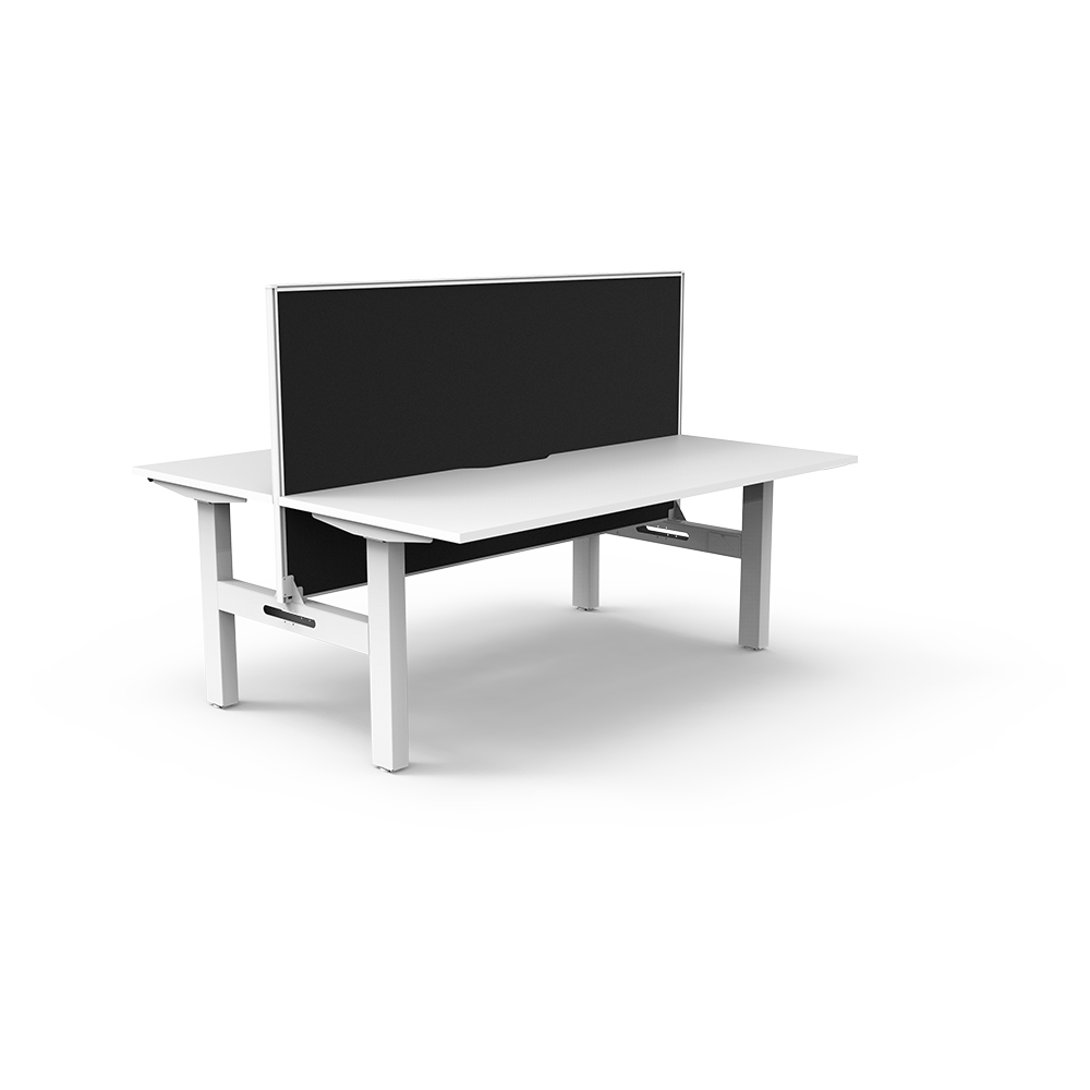 RAPIDLINE BOOST STATIC DOUBLE SIDED WORKSTATION WITH SCREEN 1200MM NATURAL WHITE TOP / WHITE FRAME / BLACK SCREEN