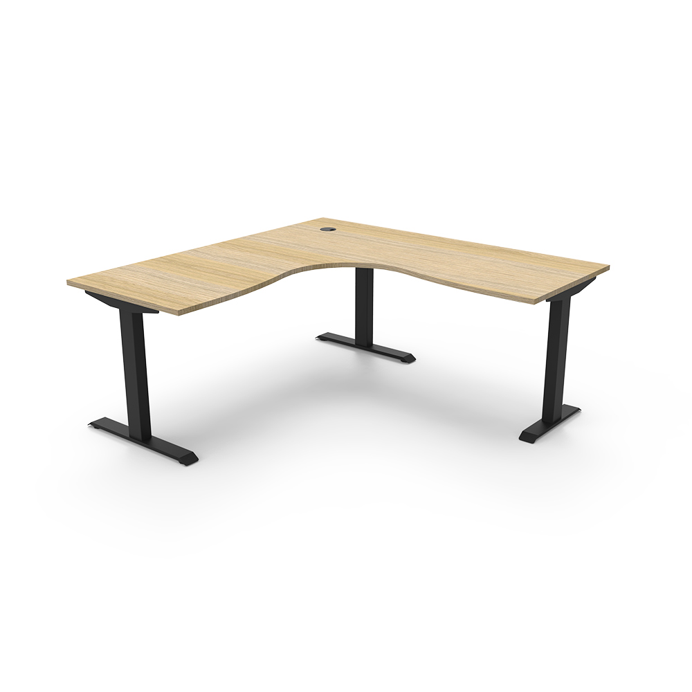 RAPIDLINE BOOST STATIC CORNER WORKSTATION 1500 X 1500MM NATURAL OAK TOP / BLACK FRAME