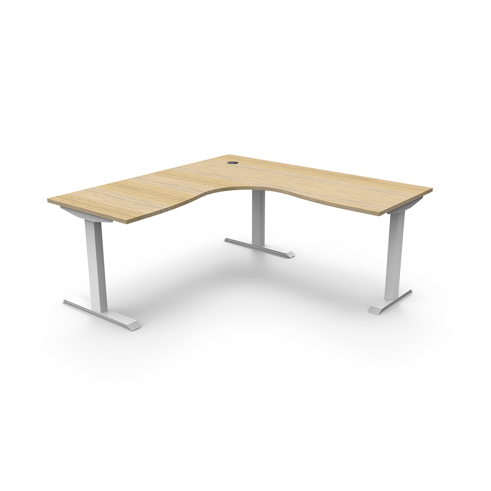 RAPIDLINE BOOST STATIC CORNER WORKSTATION 1800 X 1500MM NATURAL OAK TOP / WHITE FRAME