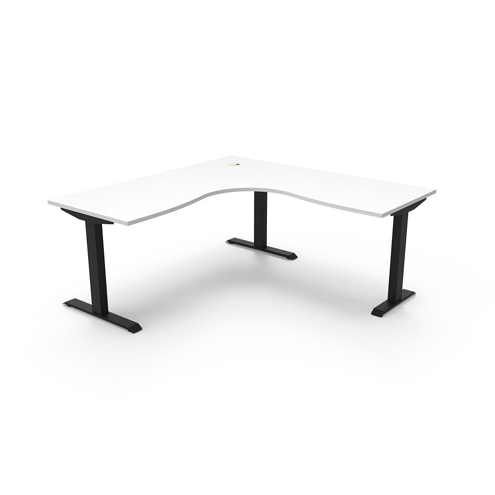 RAPIDLINE BOOST STATIC CORNER WORKSTATION 1800 X 1800MM NATURAL WHITE TOP / BLACK FRAME