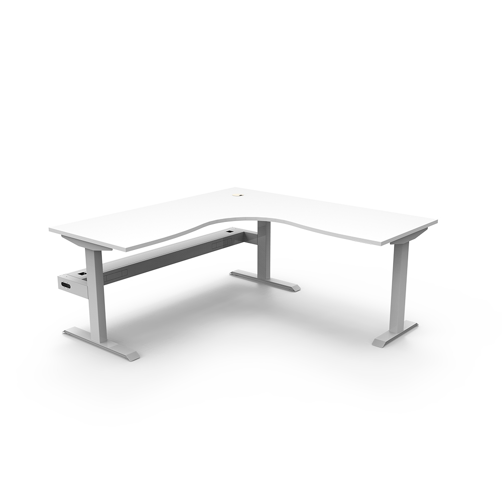 RAPIDLINE BOOST STATIC CORNER WORKSTATION WITH CABLE TRAY 1500 X 1500MM NATURAL WHITE TOP / WHITE FRAME