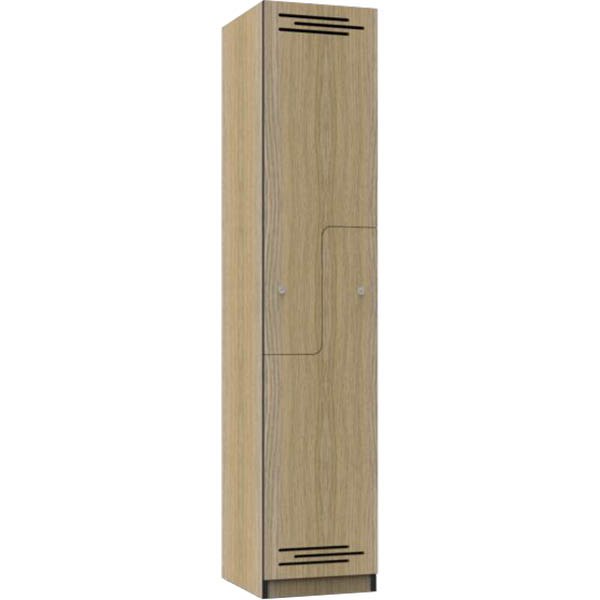 Rapidline Melamine Locker 2 Step Door 1850 X 305 X 455mm Natural Oak/black Edging