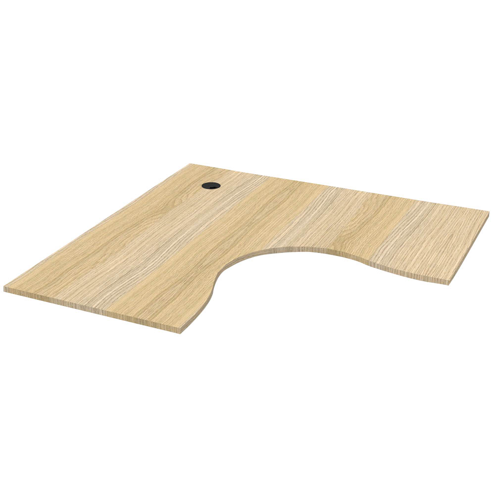 RAPIDLINE SCREEN SCALLOPED CORNER WORKSTATION DESK TOP 1500 X 1500 X 750 NATURAL OAK