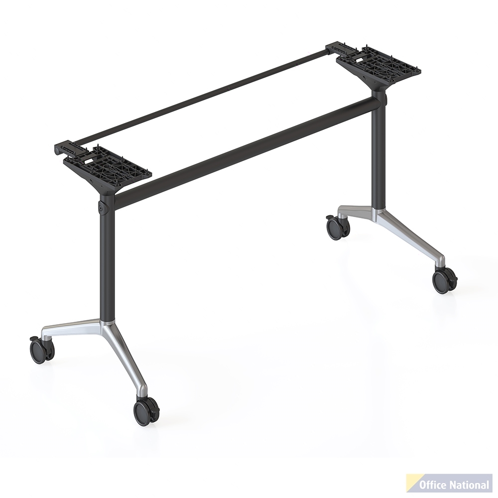 RAPIDLINE TYPHOON FLIP TABLE FRAME TO SUIT 2100MM W TABLE TOPS BLACK P/C POLISHED ALUMINIUM FRAME