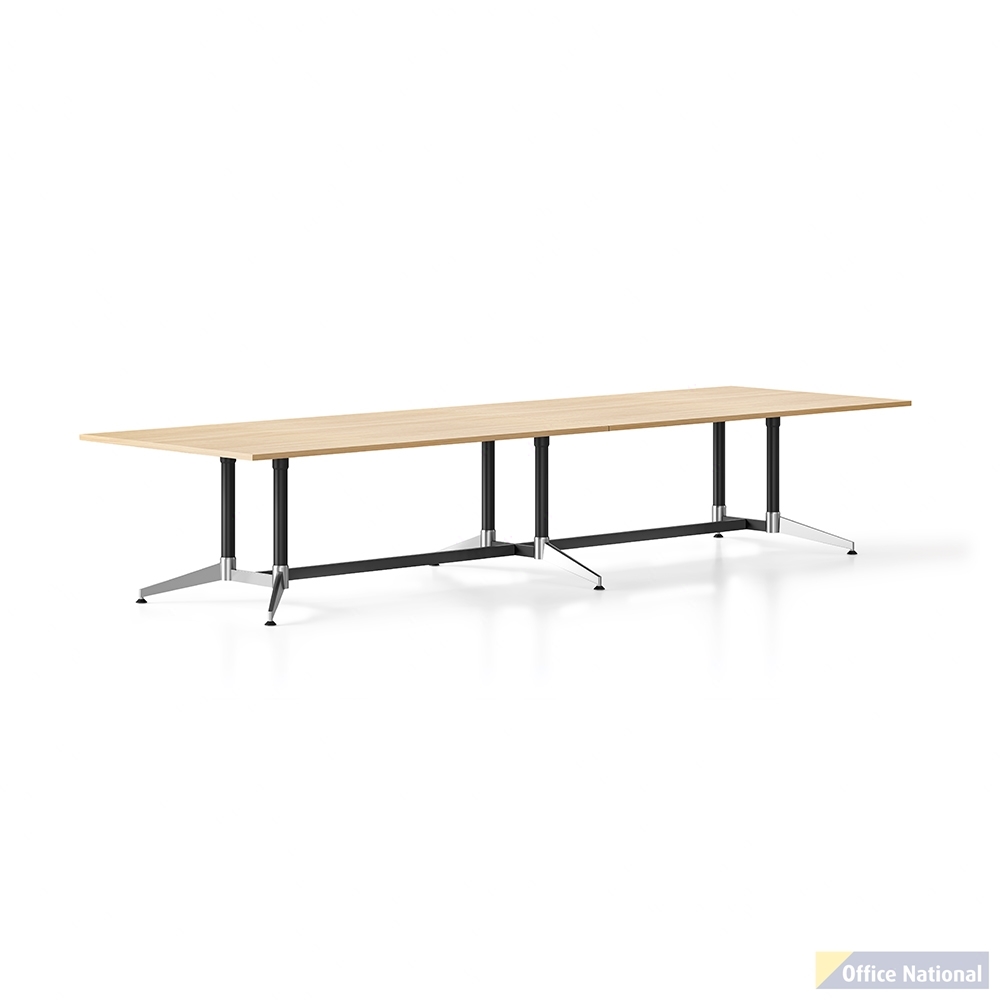 RAPIDLINE TYPHOON MEETING AND BOARDROOM TABLE RECTANGLE 4000 X 1200MM NATURAL OAK TOP AND BLACK P/C POLISHED ALUMINIUM FRAME