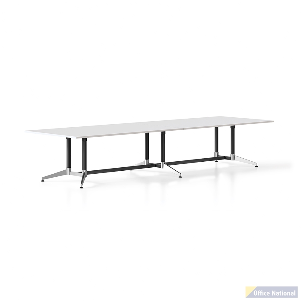 RAPIDLINE TYPHOON MEETING AND BOARDROOM TABLE RECTANGLE 4000 X 1200MM NATURAL WHITE TOP AND BLACK P/C POLISHED ALUMINIUM FRAME