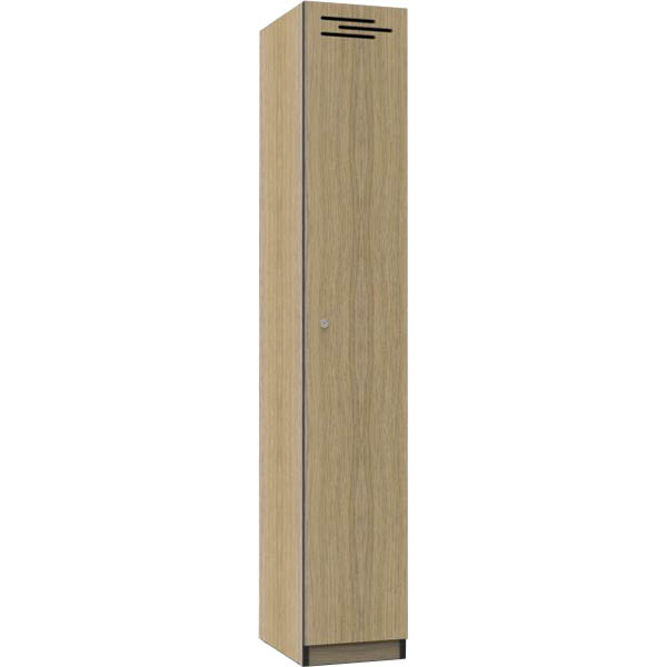 Rapidline Melamine Locker 1 Door 1850 X 305 X 455mm Natural Oak/black Edging