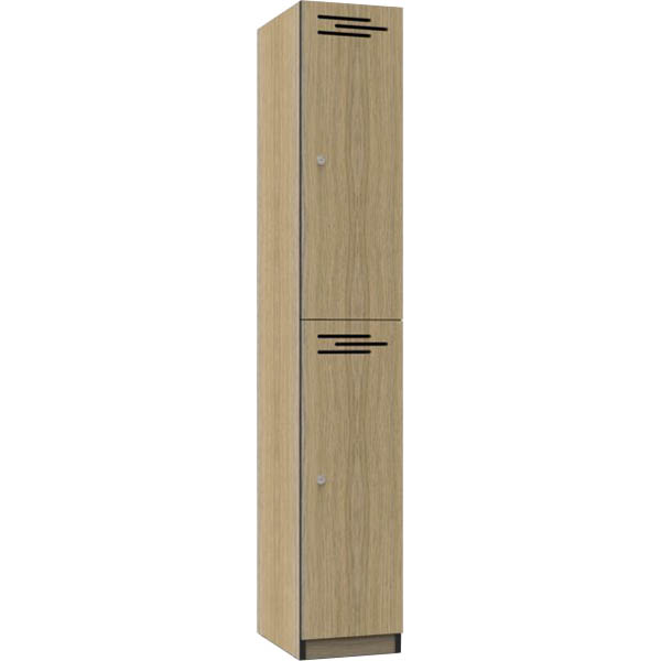 Rapidline Melamine Locker 2 Door 1850 X 305 X 455mm Natural Oak/black Edging
