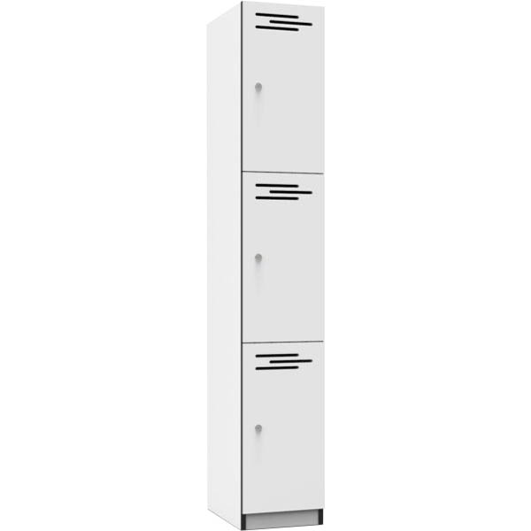 Rapidline Melamine Locker 3 Door 1850 X 305 X 455mm Natural White/black Edging
