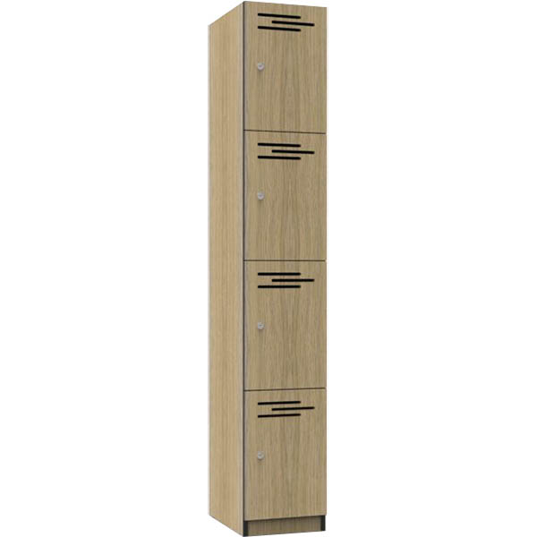 Rapidline Melamine Locker 4 Door 1850 X 305 X 455mm Natural Oak/black Edging