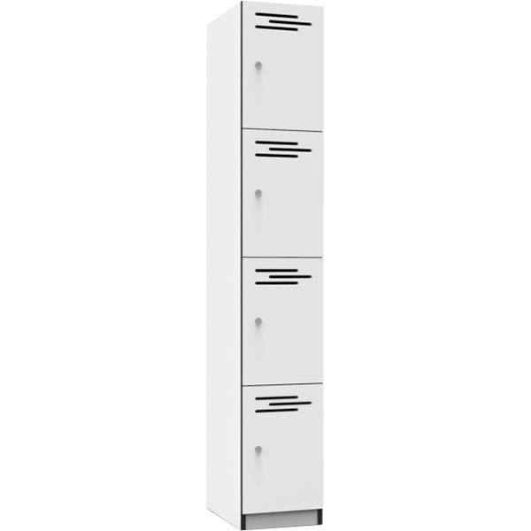 Rapidline Melamine Locker 4 Door 1850 X 305 X 455mm Natural White/black Edging