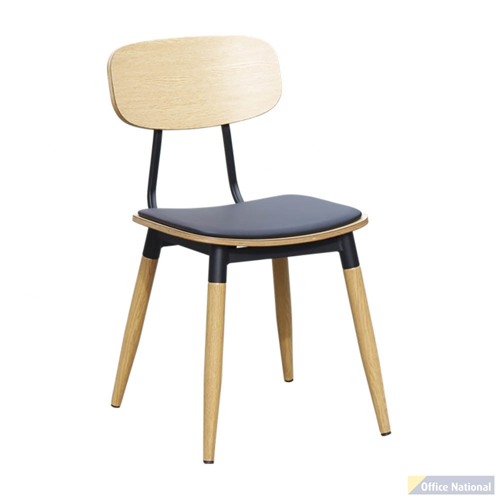 DURAFURN AUSTIN CHAIR BLACK PU VINYL SEAT NATURAL BACKREST 500 X 550 X 450MM