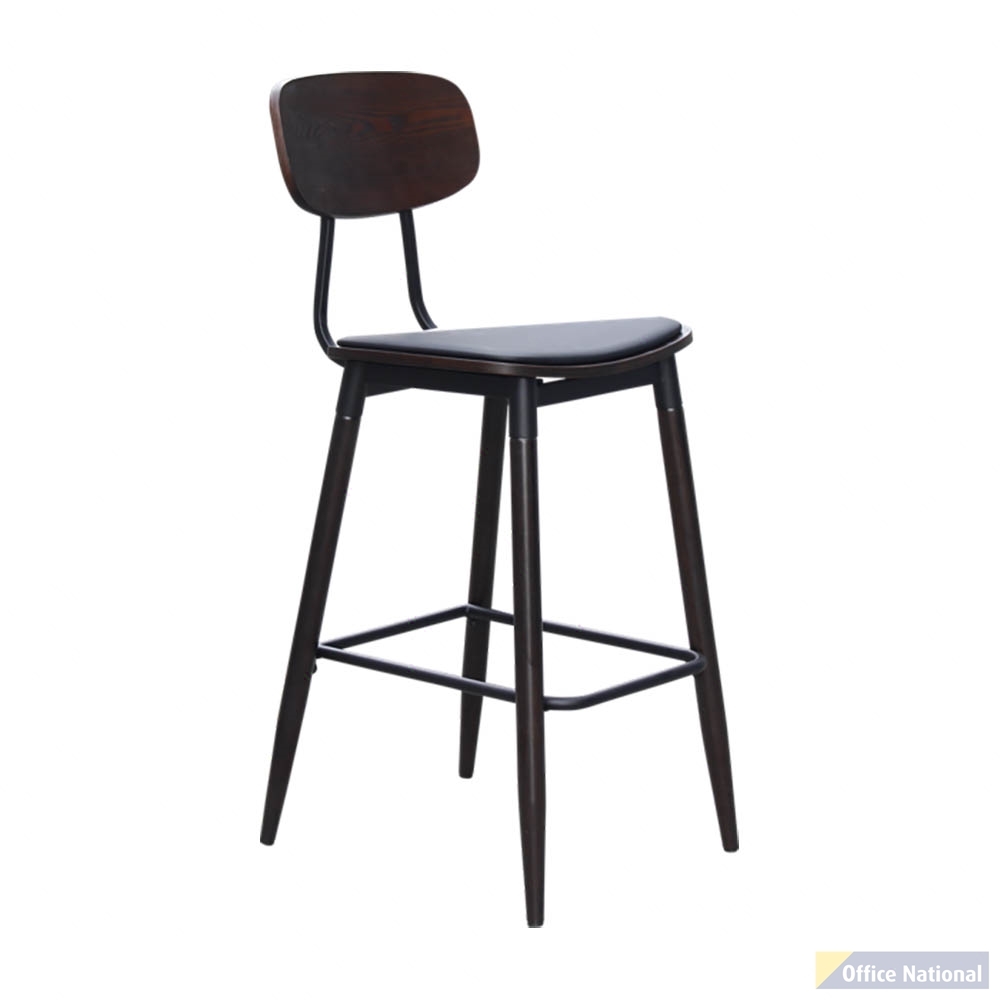 DURAFURN AUSTIN CHAIR BARSTOOL BLACK PU VINYL SEAT 500 X 555 X 750MM