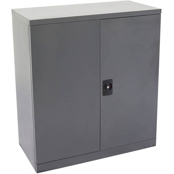 INITIATIVE STATIONERY CUPBOARD 2 SHELVES 910 X 450 X 1015MM GRAPHITE RIPPLE