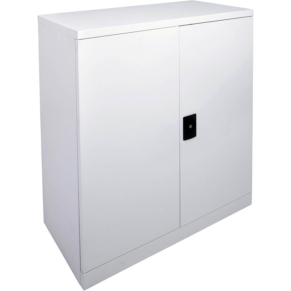 INITIATIVE STATIONERY CUPBOARD 2 SHELVES 910 X 450 X 1015MM SILVER GREY